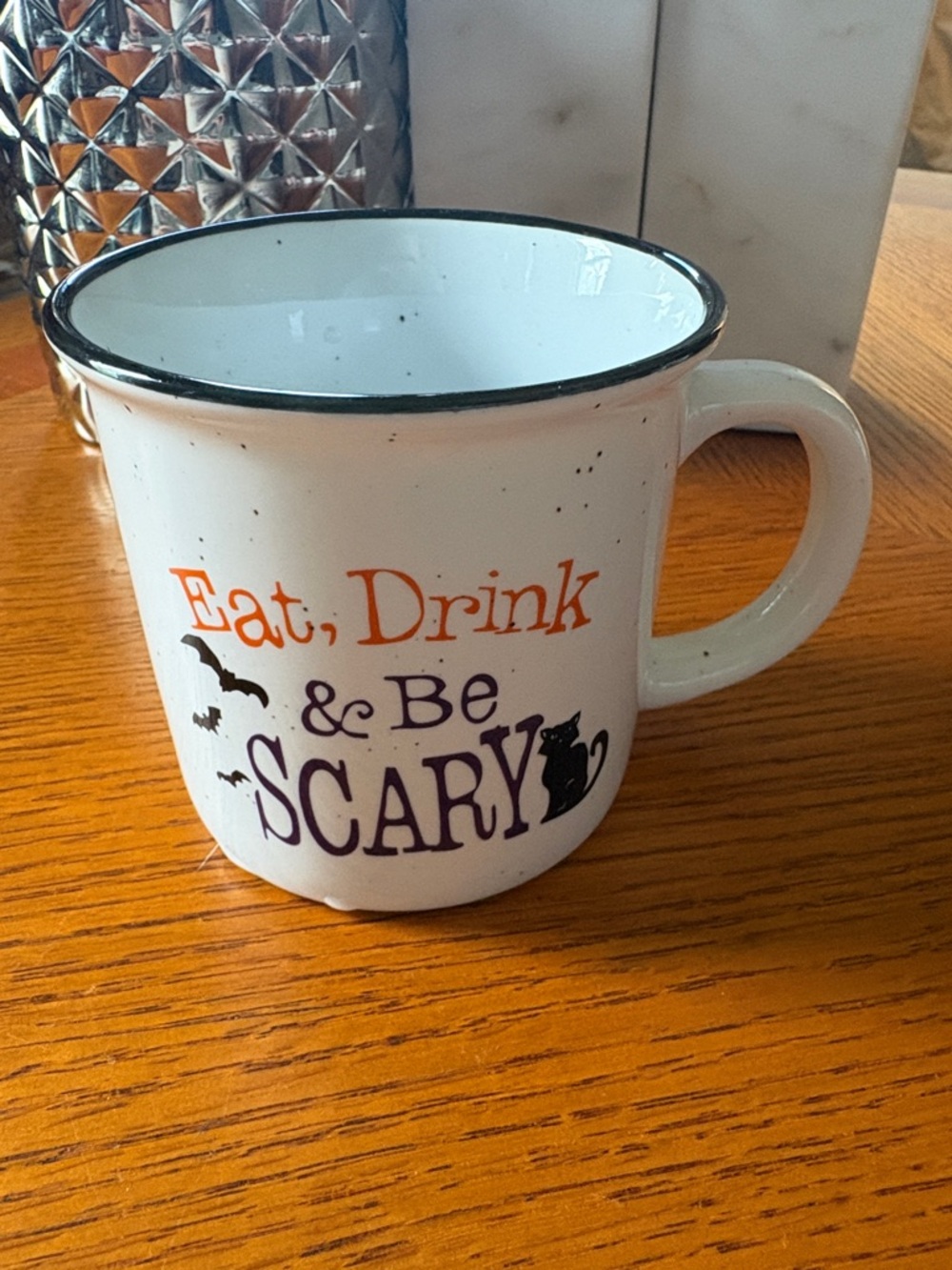 Eat, Drink & Be Scary White Mug - Seasonal Halloween Drinkware